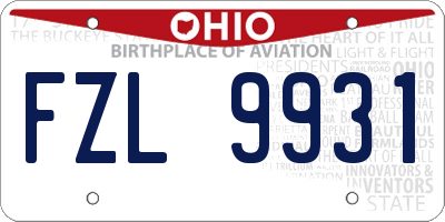 OH license plate FZL9931