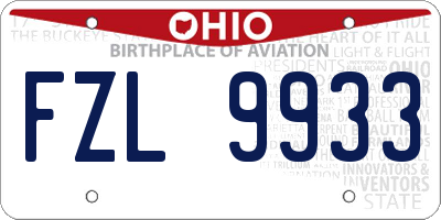 OH license plate FZL9933