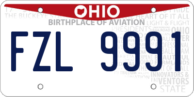 OH license plate FZL9991