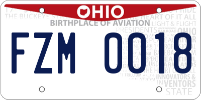 OH license plate FZM0018
