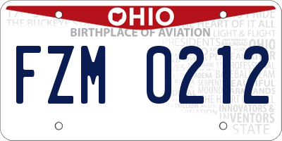 OH license plate FZM0212
