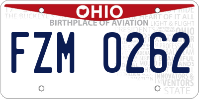OH license plate FZM0262