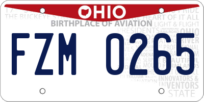 OH license plate FZM0265