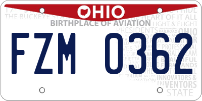 OH license plate FZM0362