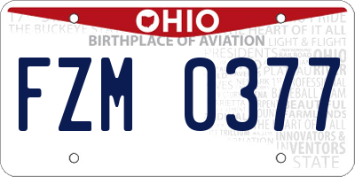 OH license plate FZM0377