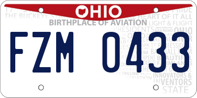 OH license plate FZM0433