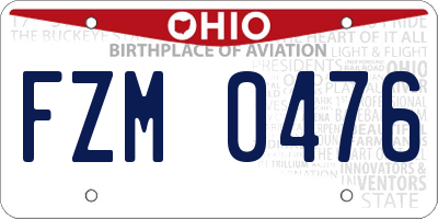 OH license plate FZM0476