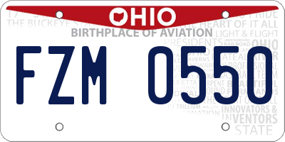 OH license plate FZM0550