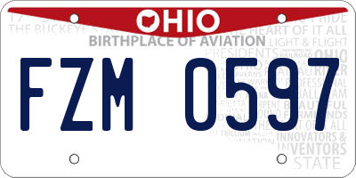 OH license plate FZM0597