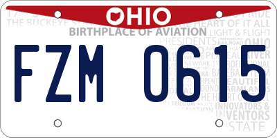 OH license plate FZM0615
