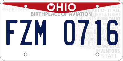 OH license plate FZM0716