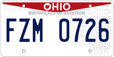 OH license plate FZM0726
