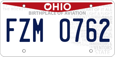 OH license plate FZM0762