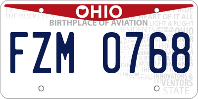OH license plate FZM0768
