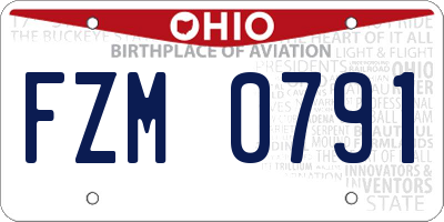 OH license plate FZM0791