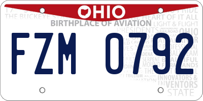 OH license plate FZM0792