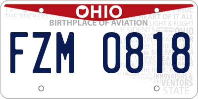 OH license plate FZM0818