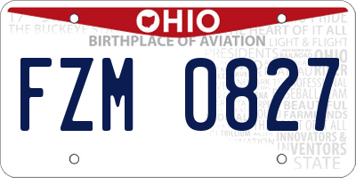 OH license plate FZM0827