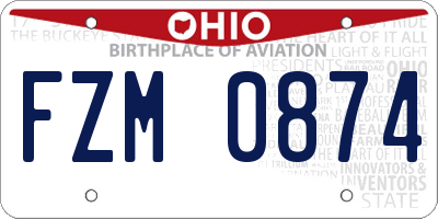 OH license plate FZM0874