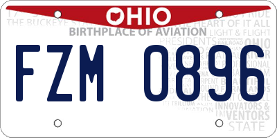 OH license plate FZM0896