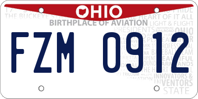 OH license plate FZM0912