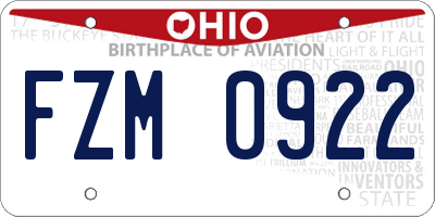 OH license plate FZM0922