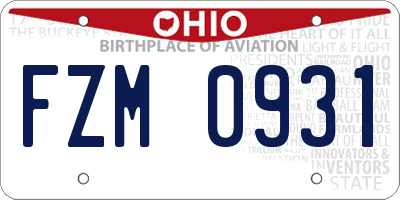 OH license plate FZM0931