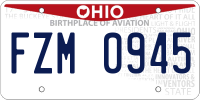 OH license plate FZM0945