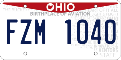 OH license plate FZM1040