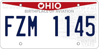 OH license plate FZM1145