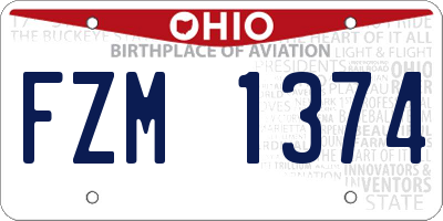OH license plate FZM1374
