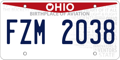 OH license plate FZM2038