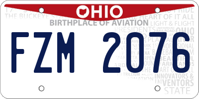 OH license plate FZM2076