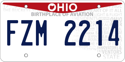 OH license plate FZM2214