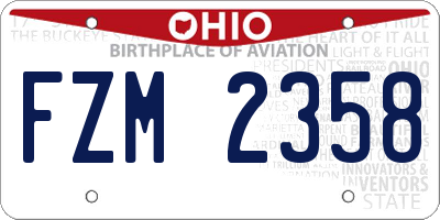 OH license plate FZM2358
