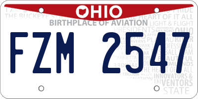 OH license plate FZM2547