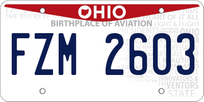 OH license plate FZM2603