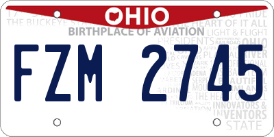 OH license plate FZM2745