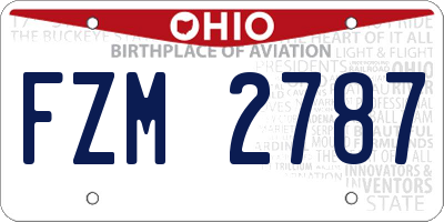 OH license plate FZM2787