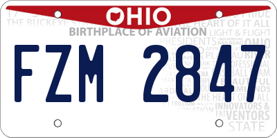 OH license plate FZM2847