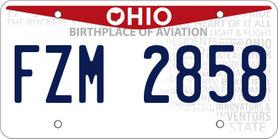OH license plate FZM2858