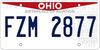 OH license plate FZM2877