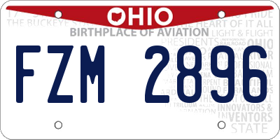 OH license plate FZM2896