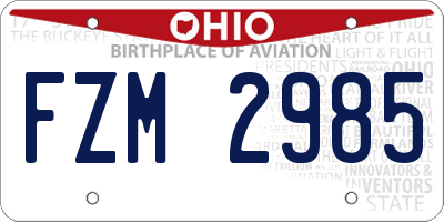 OH license plate FZM2985