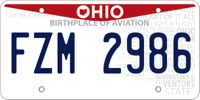 OH license plate FZM2986