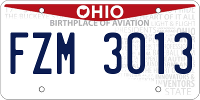 OH license plate FZM3013