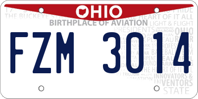 OH license plate FZM3014