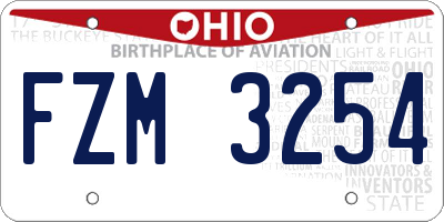 OH license plate FZM3254