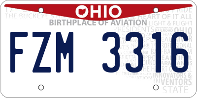 OH license plate FZM3316