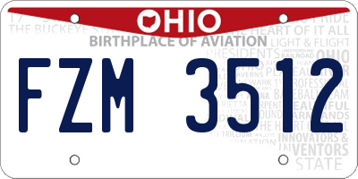 OH license plate FZM3512